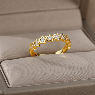 Ζιργκόν αρραβωνιαστικές βέρες για γυναίκες λάτρης Χρυσό χρώμα Δαχτυλίδι από ανοξείδωτο ατσάλι Γυναικείο δώρο γενεθλίων για φίλη 2023