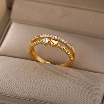 Ζιργκόν αρραβωνιαστικές βέρες για γυναίκες λάτρης Χρυσό χρώμα Δαχτυλίδι από ανοξείδωτο ατσάλι Γυναικείο δώρο γενεθλίων για φίλη 2023