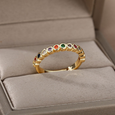 Ζιργκόν αρραβωνιαστικές βέρες για γυναίκες λάτρης Χρυσό χρώμα Δαχτυλίδι από ανοξείδωτο ατσάλι Γυναικείο δώρο γενεθλίων για φίλη 2023