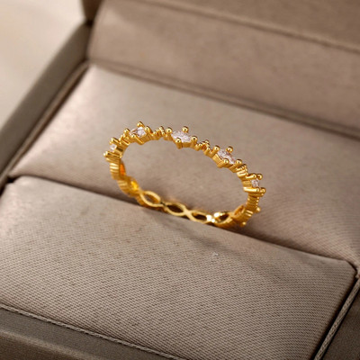 Ζιργκόν αρραβωνιαστικές βέρες για γυναίκες λάτρης Χρυσό χρώμα Δαχτυλίδι από ανοξείδωτο ατσάλι Γυναικείο δώρο γενεθλίων για φίλη 2023