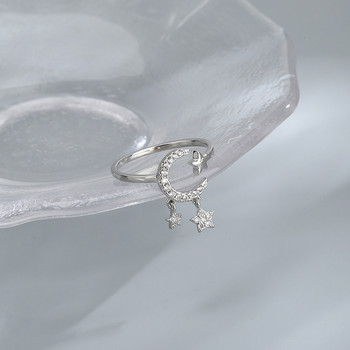 VENTFILLE 925 стерлингово сребро с лунен пискюл Отварящ се женски моден пръстен