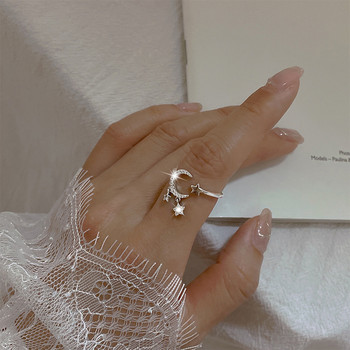 VENTFILLE 925 Ασημένια φούντα φεγγαριού με ανοιγόμενη γυναικεία μόδα δαχτυλίδι
