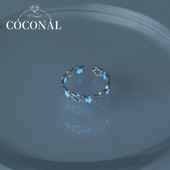 Állítható üreges kék csillag világító gyűrű sötét ezüst színű gyűrűk nőknek barátok születésnapi ajándékok divat ékszer gyűrű