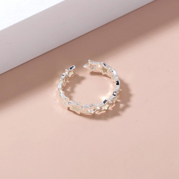 Ρυθμιζόμενο κούφιο μπλε αστέρι φωτεινό δαχτυλίδι με λάμψη σε σκούρο ασημί χρώμα Δαχτυλίδια για γυναίκες Friends Δώρα γενεθλίων Μόδα κοσμήματα δαχτυλίδι