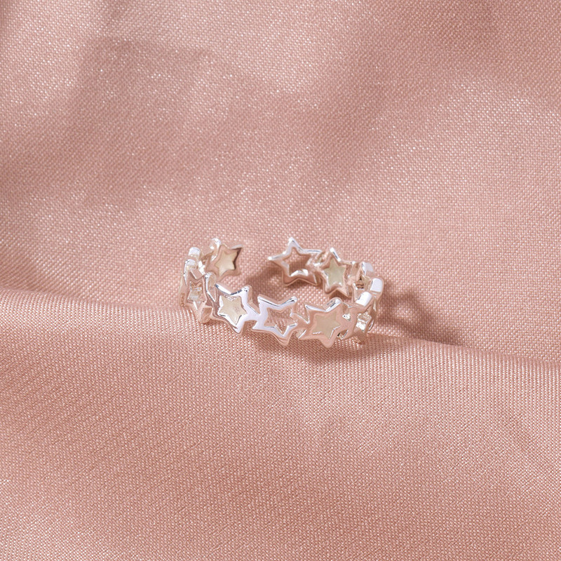 Állítható üreges kék csillag világító gyűrű sötét ezüst színű gyűrűk nőknek barátok születésnapi ajándékok divat ékszer gyűrű