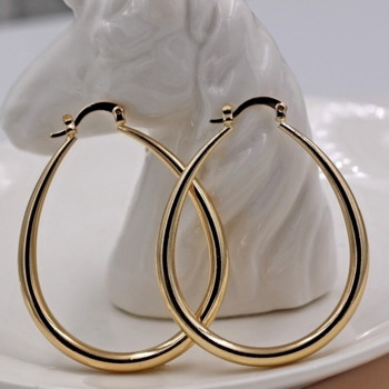 Блясък в златист цвят Дамски обеци Модни гладки обеци с халки за жени Годежни сватбени бижута Подарък