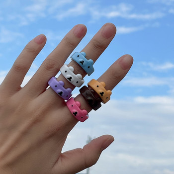 Сладък прост жаба пиле пръстен за жени момиче смола геометрични модни анимационни животински пръстени естетически бижута за най-добър приятел парти подарък
