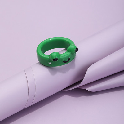 Aranyos egyszerű béka csaj gyűrű nőknek lányoknak gyanta geometriai divat rajzfilm állatgyűrűk esztétikus legjobb barát ékszer parti ajándék