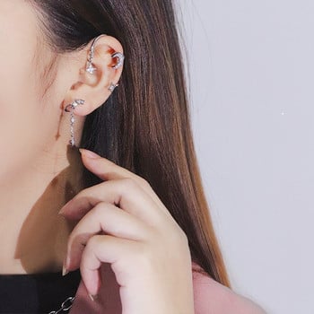 1 Pc Hot Sale Sweet Inlay Zircon Moon Star Ear Bones Clip Γυναικεία σκουλαρίκια Ear cuff for Lady Jewelry No Piercing Ear Clip