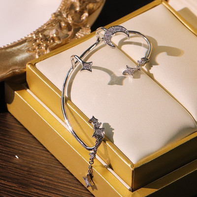 1 vnt. karštas išpardavimas saldus įdėklas cirkonio Mėnulio žvaigždės ausų kauliukų segtukas Moteriški auskarai Ausų rankogaliai moteriškiems papuošalams Be auskarų auskarų segtuko