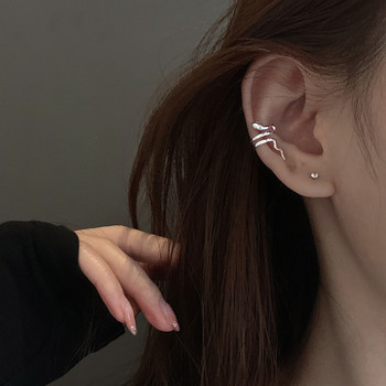 1 τμχ Ασημί Χρώμα Snake Ear Cuff Non-Percing Ear Clip Earrings for Women Fake Cartilage Earring Cuff Trend Κοσμήματα Χονδρική