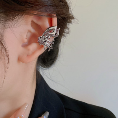 1 buc. Manșetă pentru urechi de șarpe de culoare argintie, cercei cu clemă pentru urechi, fără piercing, pentru femei, bărbați, cercei fals pentru cartilaj, manșetă, bijuterii de tendință, comerț cu ridicata