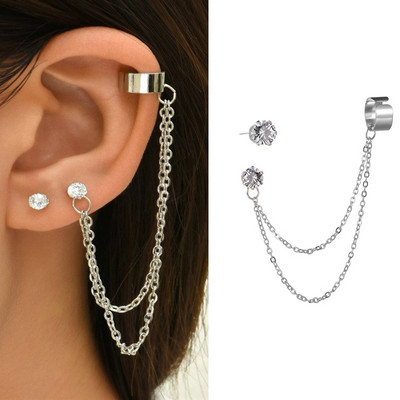 1 buc. Manșetă pentru urechi de șarpe de culoare argintie, cercei cu clemă pentru urechi, fără piercing, pentru femei, bărbați, cercei fals pentru cartilaj, manșetă, bijuterii de tendință, comerț cu ridicata