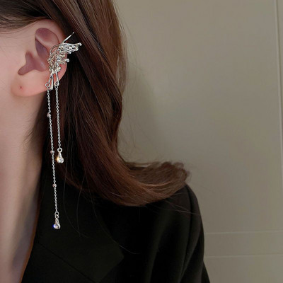 1 buc. Manșetă pentru urechi de șarpe de culoare argintie, cercei cu clemă pentru urechi, fără piercing, pentru femei, bărbați, cercei fals pentru cartilaj, manșetă, bijuterii de tendință, comerț cu ridicata