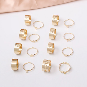18 комплект пръстени в стил за жени, тийнейджъри, креативна мода, реколта, метални пеперуди, двойка пръстени, бижута, аксесоари