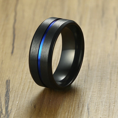 Vnox 6/8mm inel negru pentru bărbați femei Groove curcubeu benzi de nuntă din oțel inoxidabil Inele fraterne la modă bijuterii casual pentru bărbați