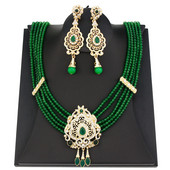 Sunspicems Maroc Mireasa Set de bijuterii de nunta Arabă Femei Colier cu margele de piatră naturală Cercei de picătură Caftan Bijoux