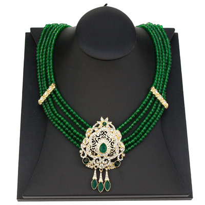 Sunspicems Maroc Mireasa Set de bijuterii de nunta Arabă Femei Colier cu margele de piatră naturală Cercei de picătură Caftan Bijoux