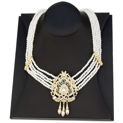 Sunspicems Maroc Mireasa Set de bijuterii de nunta Arabă Femei Colier cu margele de piatră naturală Cercei de picătură Caftan Bijoux