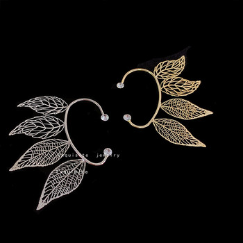 1 PC Chic Elf Ear Cuff Maple Leaf Hollowed Zircon Leaf Cosplay Fairy Earring Clips για γυναίκες κορίτσια Κοσμήματα με μανσέτα αυτιών γάμου