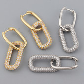 NAUJI Madingi kubiniai cirkonio oksidai CZ auskarai su lanku, vasariniai, padengti variu, moteriški ovalūs auskarai, papuošalai, didmeninė prekyba Drop Shippin