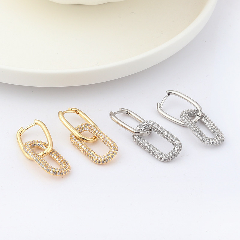 NAUJI Madingi kubiniai cirkonio oksidai CZ auskarai su lanku, vasariniai, padengti variu, moteriški ovalūs auskarai, papuošalai, didmeninė prekyba Drop Shippin