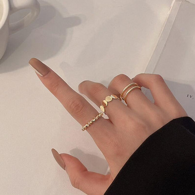 Punk gotički set prstena u obliku srca za žene Crne kockice Vintage pik as srebrne boje presvučeni retro nakitom za prste s vještačkim dijamantima