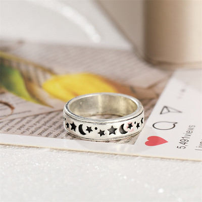 Punk gotički set prstena u obliku srca za žene Crne kockice Vintage pik as srebrne boje presvučeni retro nakitom za prste s vještačkim dijamantima