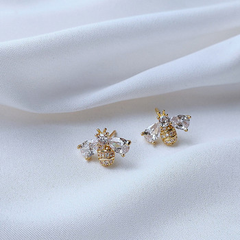 Temperament Cubic Zirconia Insect Bee Stud Earrings for Women Delicate Animal Crystal Earrings Κοσμήματα Brincos Χονδρική