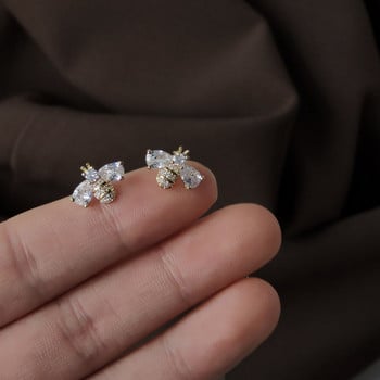 Temperament Cubic Zirconia Insect Bee Stud Earrings for Women Delicate Animal Crystal Earrings Κοσμήματα Brincos Χονδρική