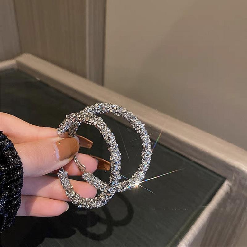 Noua tendință de modă simplă, cercei cu cerc cu strasuri negre, cercei geometrici pentru femei, elegante, rafinate, bijuterii, cadouri, comerț cu ridicata