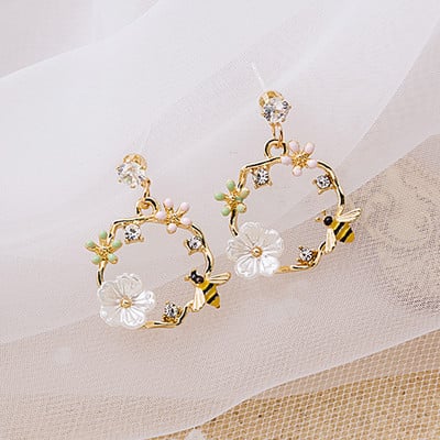 Cercei tip zircon cu cristal de lux pentru femeie, flori de epocă, fulgi de zăpadă de Crăciun, cercei cu temperament pentru fete, bijuterii, cadouri de Anul Nou