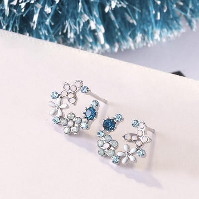 Cercei tip zircon cu cristal de lux pentru femeie, flori de epocă, fulgi de zăpadă de Crăciun, cercei cu temperament pentru fete, bijuterii, cadouri de Anul Nou