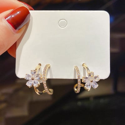 Cercei tip zircon cu cristal de lux pentru femeie, flori de epocă, fulgi de zăpadă de Crăciun, cercei cu temperament pentru fete, bijuterii, cadouri de Anul Nou
