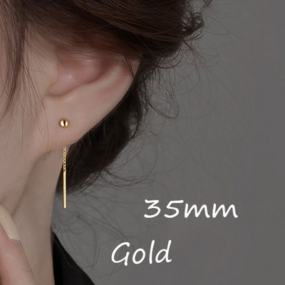 Cercei suspendați din oțel inoxidabil la modă, bilă geometrică, cu lanț cu ciucuri lungi, cercei cu picătură pentru femei, linie de urechi minimaliste, bijuterii Kpop