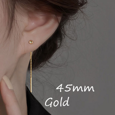 Cercei suspendați din oțel inoxidabil la modă, bilă geometrică, cu lanț cu ciucuri lungi, cercei cu picătură pentru femei, linie de urechi minimaliste, bijuterii Kpop