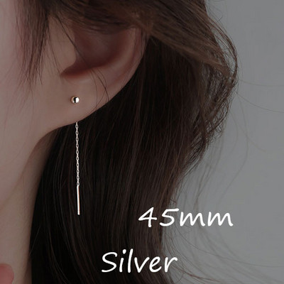 Cercei suspendați din oțel inoxidabil la modă, bilă geometrică, cu lanț cu ciucuri lungi, cercei cu picătură pentru femei, linie de urechi minimaliste, bijuterii Kpop