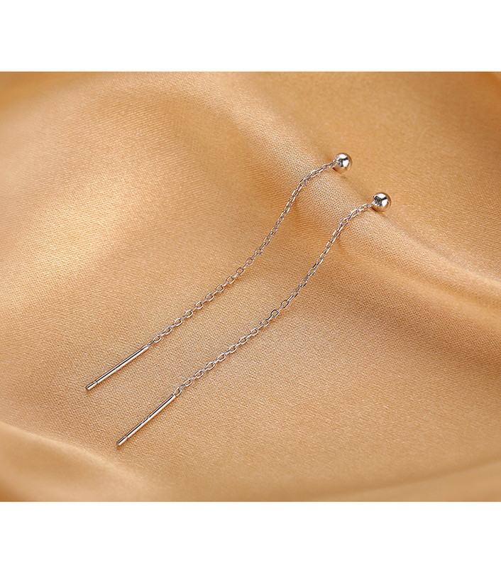 Cercei suspendați din oțel inoxidabil la modă, bilă geometrică, cu lanț cu ciucuri lungi, cercei cu picătură pentru femei, linie de urechi minimaliste, bijuterii Kpop