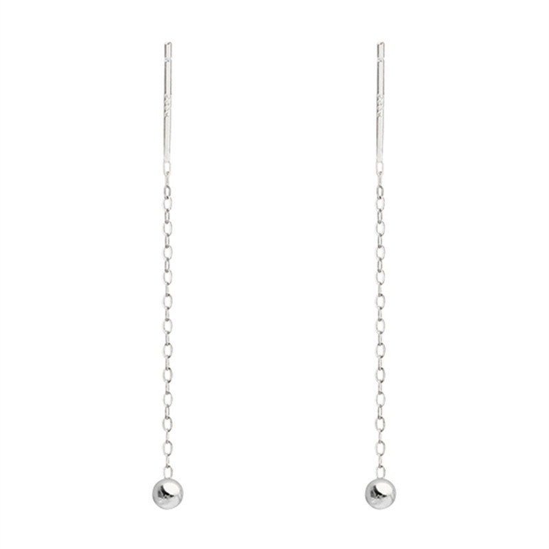 Cercei suspendați din oțel inoxidabil la modă, bilă geometrică, cu lanț cu ciucuri lungi, cercei cu picătură pentru femei, linie de urechi minimaliste, bijuterii Kpop