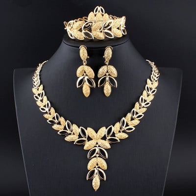 Set de colier estetic bijuterii indiene pentru damă, cercei la modă 2021, accesorii noi pentru nuntă, brățară cu inel pentru femei, 4 buc.