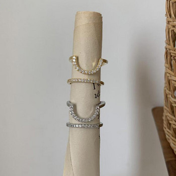 Пръстен за нокти Кристални геометрични регулируеми пръстени за жени Корейска мода Женски пръстен пръстен Годежен сватбени бижута Аксесоари