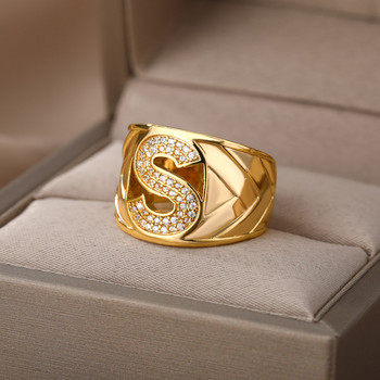Ρυθμιζόμενο γράμμα AZ Δαχτυλίδια για γυναίκες Ανδρικά Ανοξείδωτα Αρχικά Ονομάτων Αλφαβήτου Δαχτυλίδι γάμου anillo αισθητική Δώρο κοσμήματος