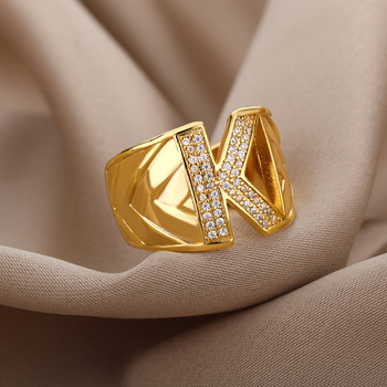 AZ Буква Регулируеми пръстени за жени Мъже Неръждаема стомана Азбука Име Инициали Сватбен пръстен anillo естетически бижута Подарък