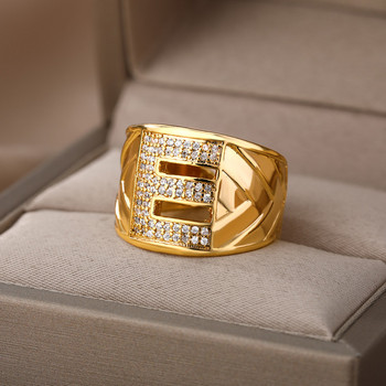AZ Буква Регулируеми пръстени за жени Мъже Неръждаема стомана Азбука Име Инициали Сватбен пръстен anillo естетически бижута Подарък