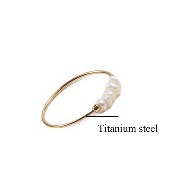 Висок клас PVD естествени сладководни перли Неправилни комбинирани пръстени за жени Бижута от неръждаема стомана Пръстени на едро Размер 5-8