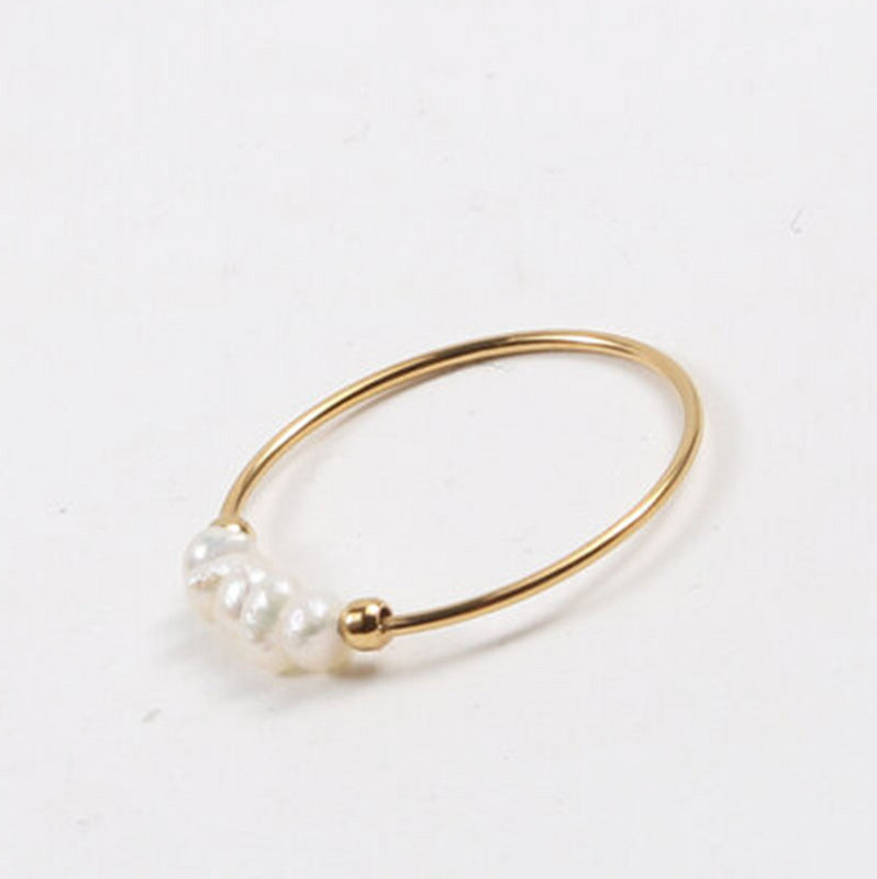 Luxusné PVD prírodné sladkovodné perly, nepravidelné kombinované prstene pre ženy, šperky z nehrdzavejúcej ocele, veľkoobchodné prstene, veľkosť 5-8