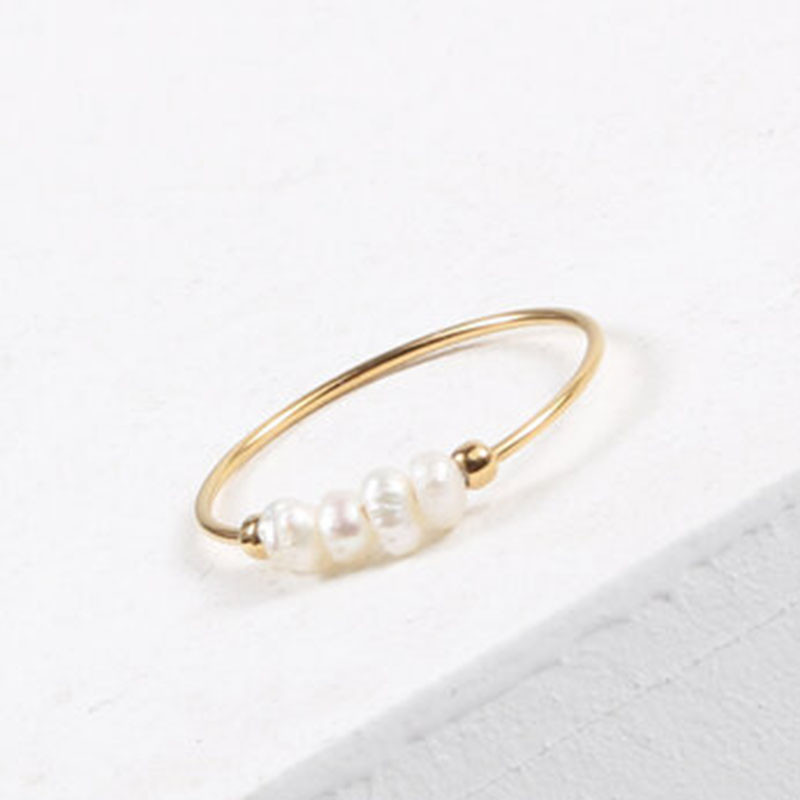 Luxusné PVD prírodné sladkovodné perly, nepravidelné kombinované prstene pre ženy, šperky z nehrdzavejúcej ocele, veľkoobchodné prstene, veľkosť 5-8