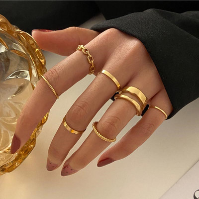 TOBILO Boho ρετρό γεωμετρία δαχτυλίδια αρθρώσεων για γυναίκες Κομψό χρυσό χρώμα Δαχτυλίδι με κούφιο δάχτυλο γούρι κοσμήματα