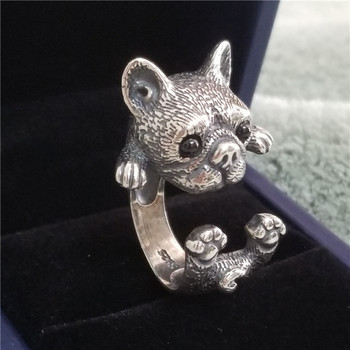 Δαχτυλίδι για άνδρες Γυναικείες Ιαπωνικό στυλ Χαριτωμένο δαχτυλίδι γάτας Simplicity μόδα κοσμήματα Δώρα μπλε στρας μάτια Δαχτυλίδια σκύλου