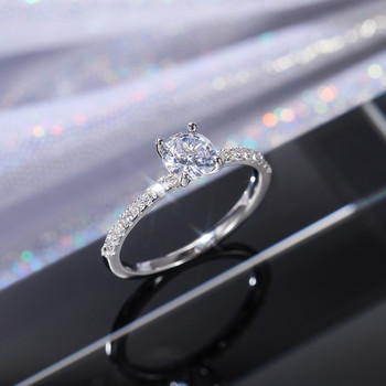 Huitan Wedding Band Eternity Rings Дамски брилянтни кръгли циркониеви луксозни годежни пръстени Тънки елегантни женски бижута Drop Ship